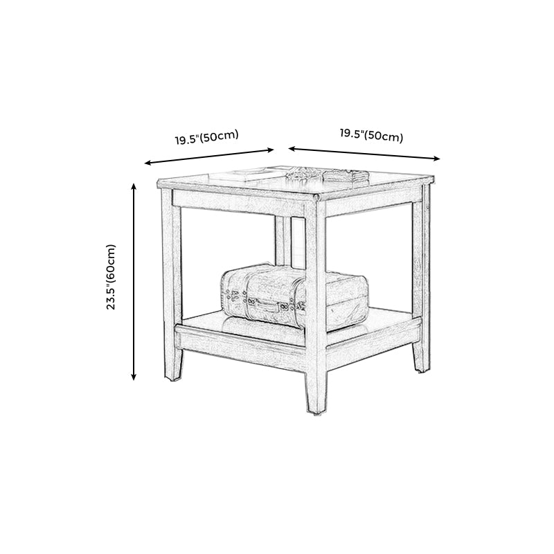 Square Wood Sofa Side Table Double Tier End Table for Living Room