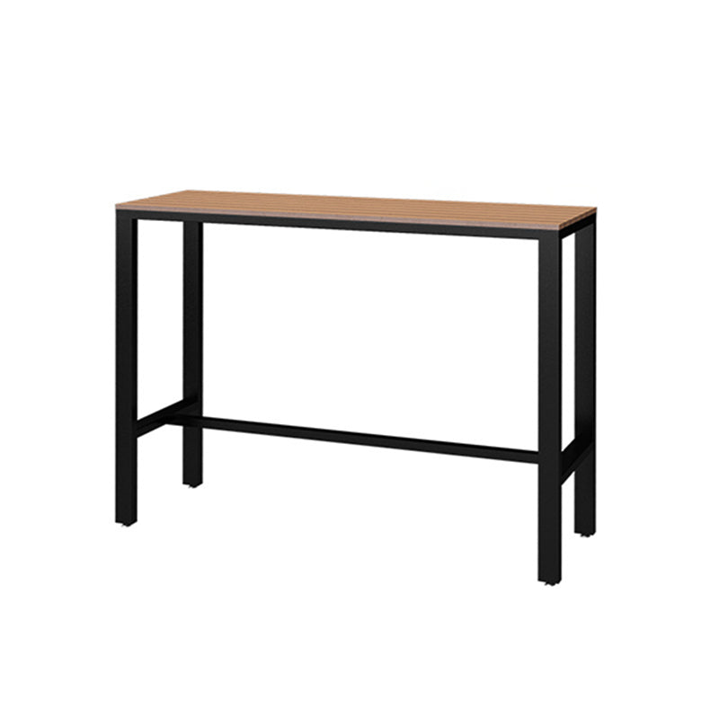 Contemporary Pub Table with Trestle Light Brown Faux Wood Top Bar Table