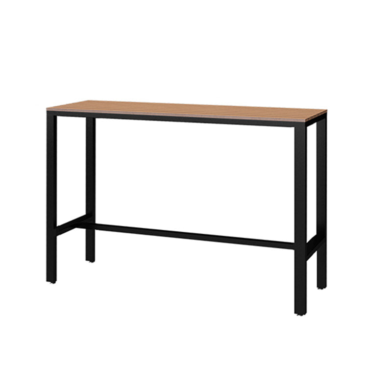 Contemporary Pub Table with Trestle Light Brown Faux Wood Top Bar Table