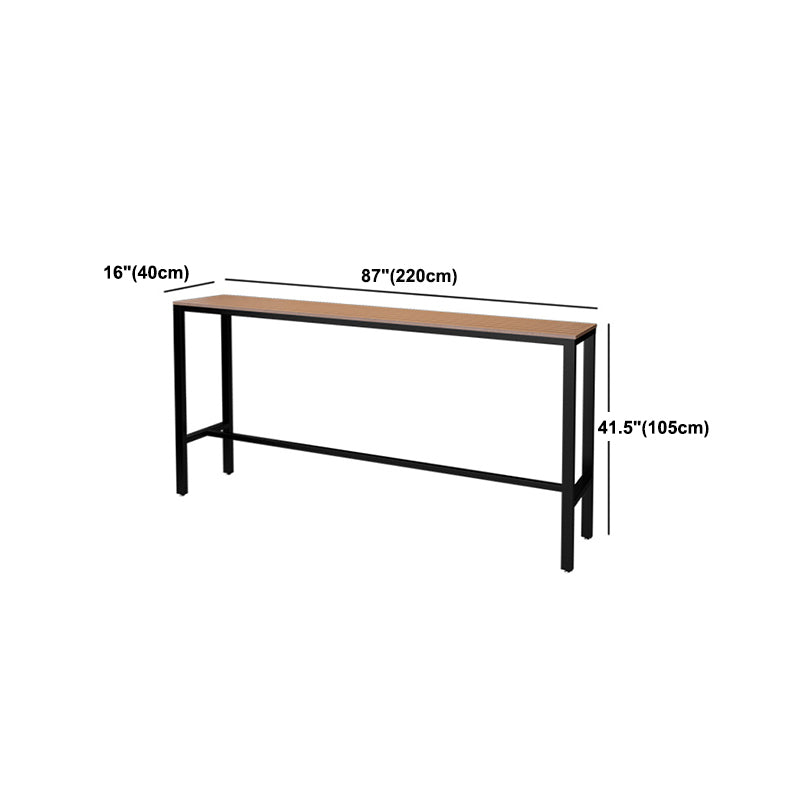 Contemporary Pub Table with Trestle Light Brown Faux Wood Top Bar Table