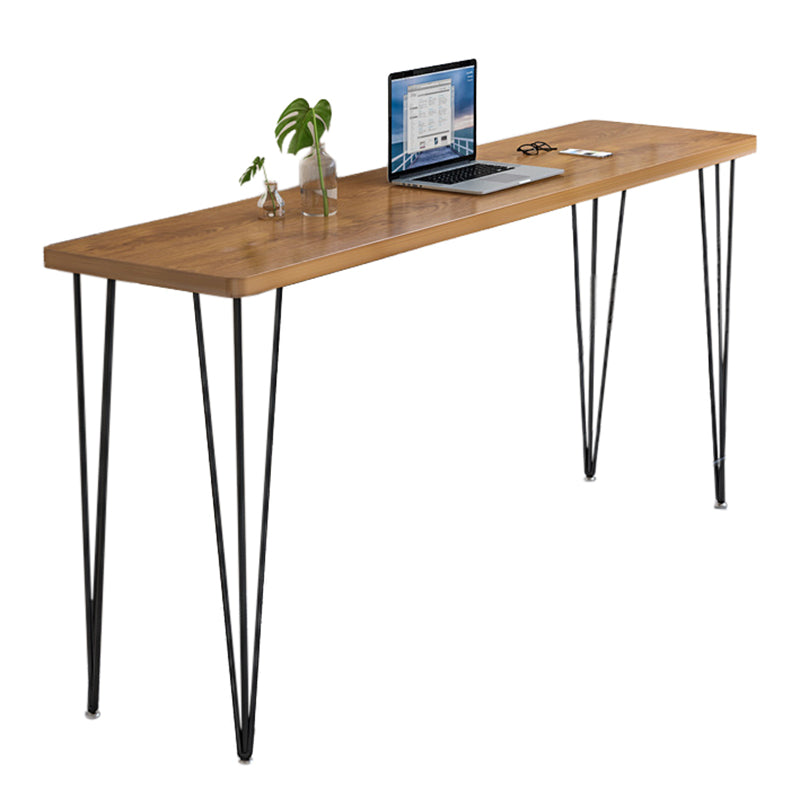 Polished Finish Wood Top Bar Table Glam Style Metal Frame Pub Table