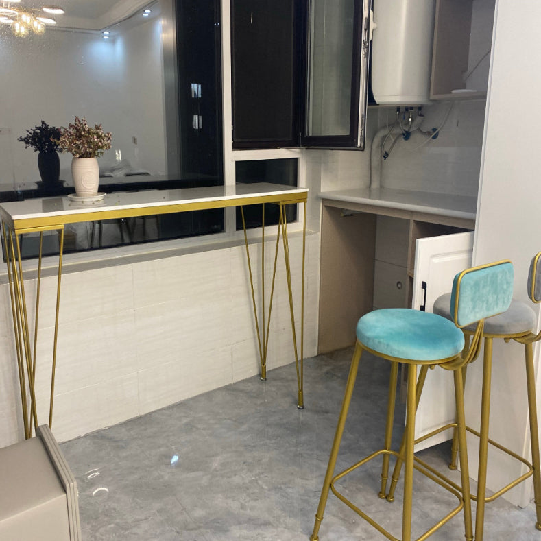 Modern Bistro Table with Metal Legs White Marble Top Bar Table