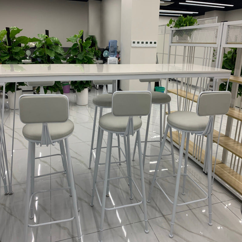 Modern Bistro Table with Metal Legs White Marble Top Bar Table