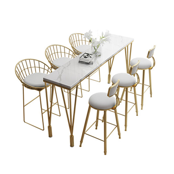 Modern Bistro Table with Metal Legs White Marble Top Bar Table
