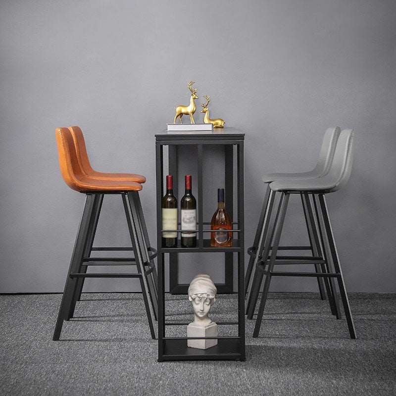 Contemporary Pub Table with Storage Base Matte Finish Stone Top Bar Table