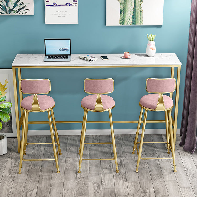 Rectangle Marble Top Bistro Table Modern Pub Table with Metal Trestle