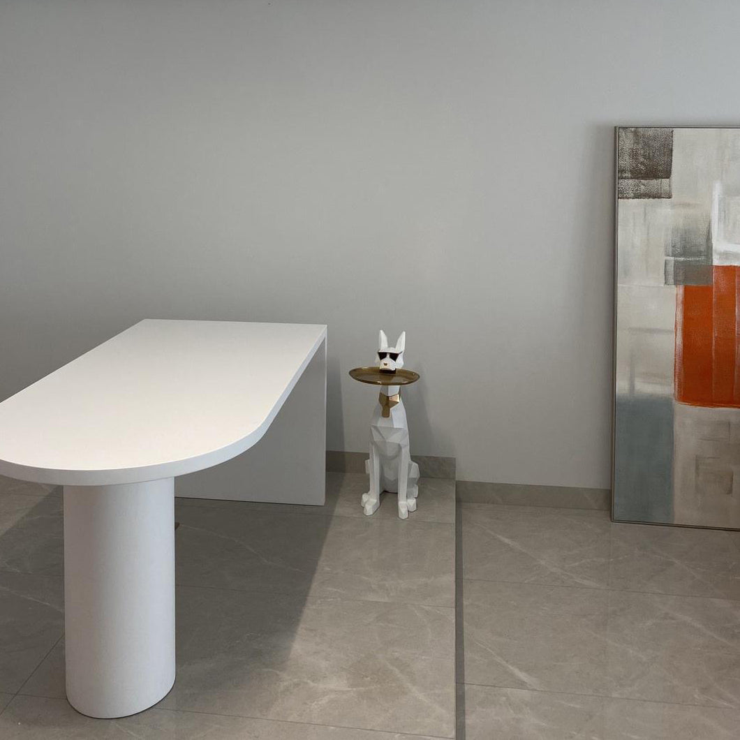 Matte Finish Wood Top Bar Table with Double Pedestal Modern Pub Table for Small Places