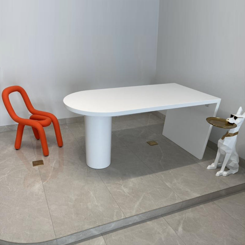 Matte Finish Wood Top Bar Table with Double Pedestal Modern Pub Table for Small Places