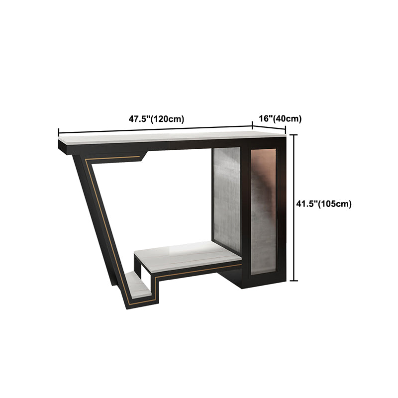 Industrial Bistro Table with Storage White Stone Top Bar Table for Home