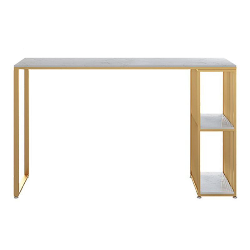 Industrial Rectangle Bar Table with Storage Marble Top Bistro Table for Small Places