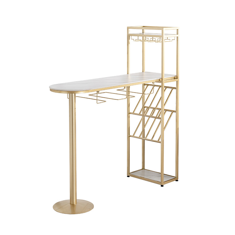 Sintered Stone Top Irregular Shape Bar Table Luxurious Bar Table with Double Pedestal