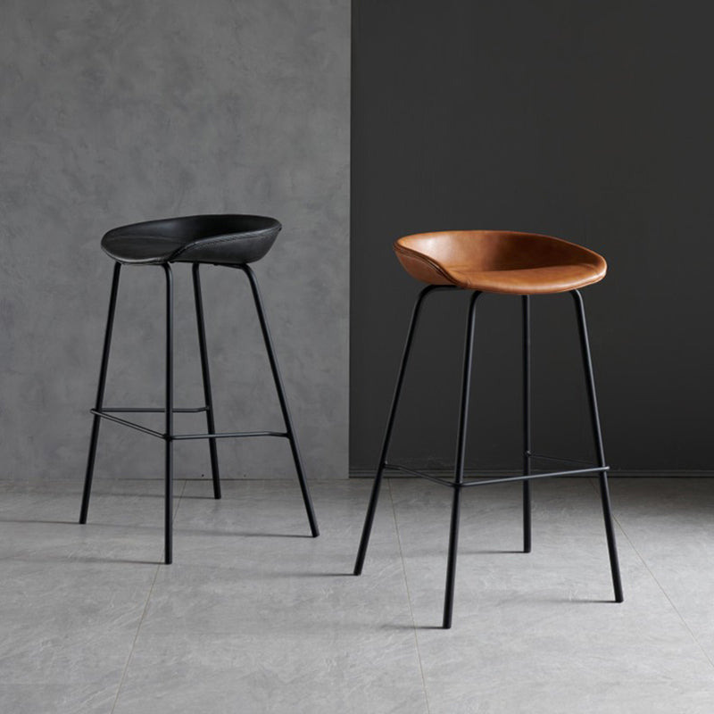 Faux Leather Armless Counter Stool Industrial Bristol Bucket Bar Chair