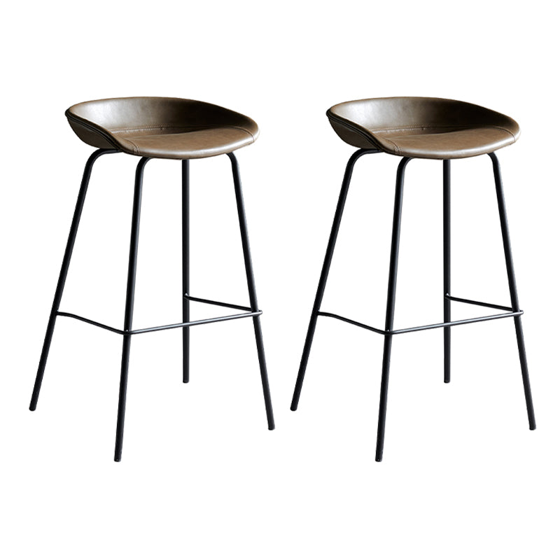Faux Leather Armless Counter Stool Industrial Bristol Bucket Bar Chair