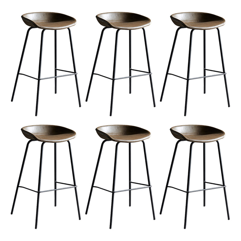 Faux Leather Armless Counter Stool Industrial Bristol Bucket Bar Chair