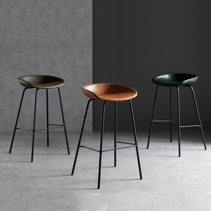 Faux Leather Armless Counter Stool Industrial Bristol Bucket Bar Chair