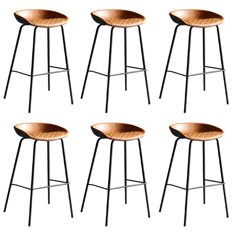 Faux Leather Armless Counter Stool Industrial Bristol Bucket Bar Chair