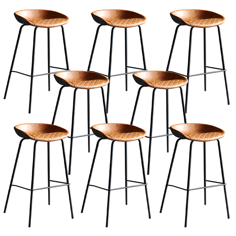 Faux Leather Armless Counter Stool Industrial Bristol Bucket Bar Chair