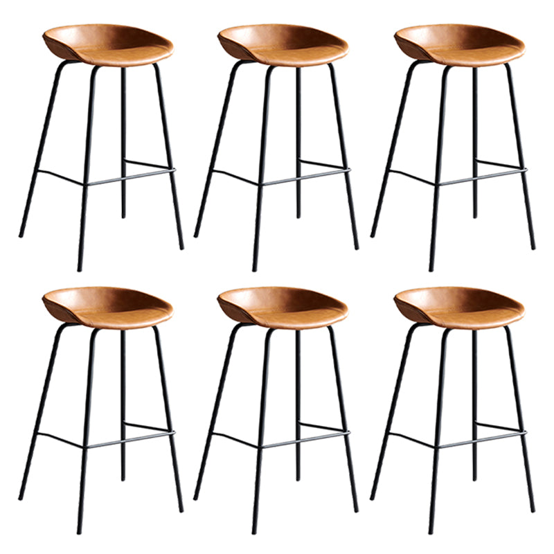 Faux Leather Armless Counter Stool Industrial Bristol Bucket Bar Chair