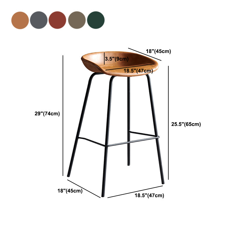Faux Leather Armless Counter Stool Industrial Bristol Bucket Bar Chair