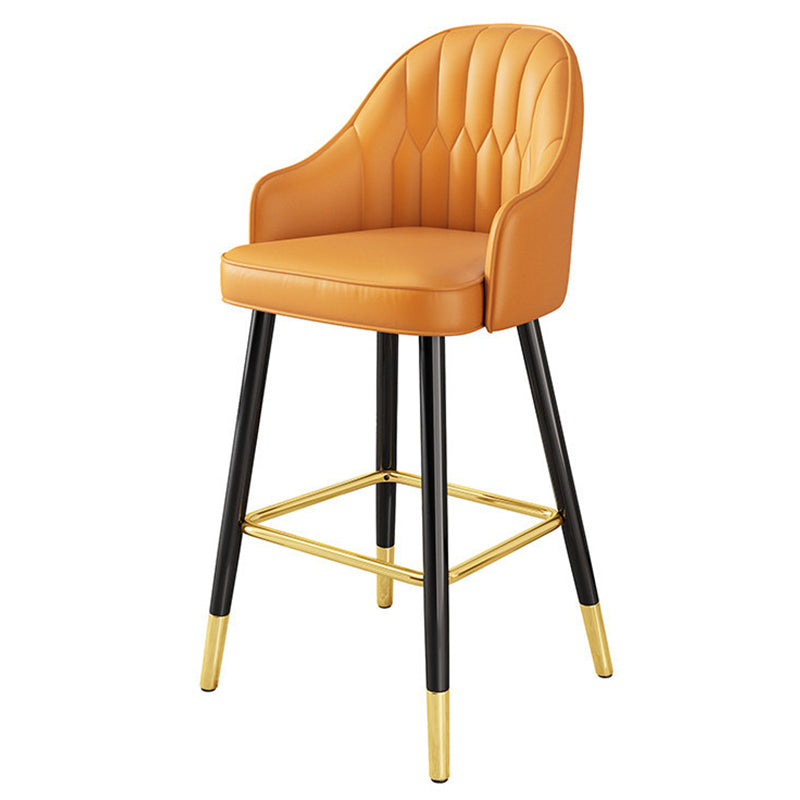 Modern Restaurant Armed Stool Matte Finish Leather Bar Stool
