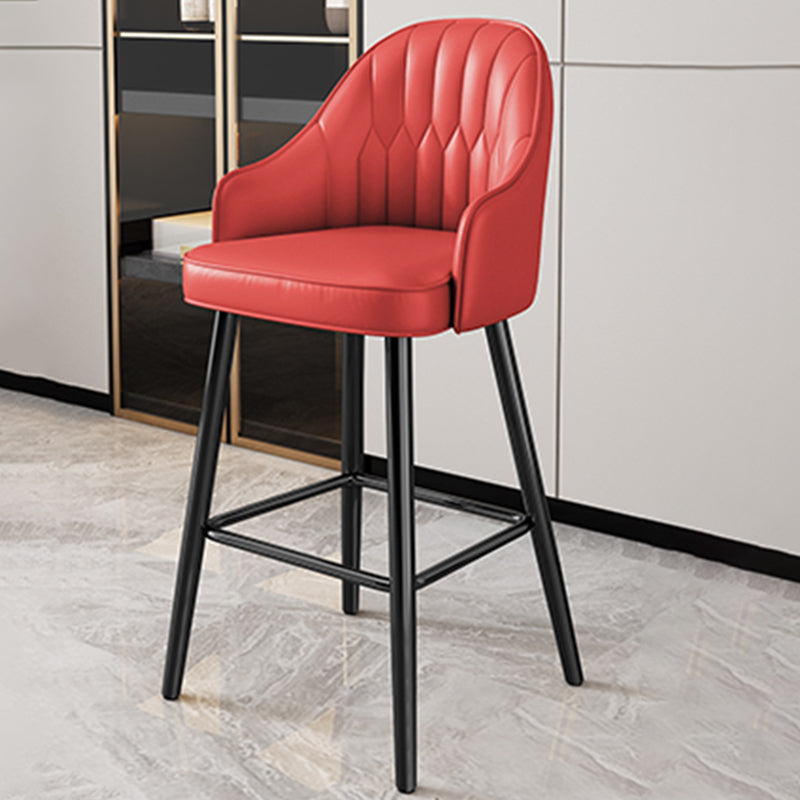 Modern Restaurant Armed Stool Matte Finish Leather Bar Stool