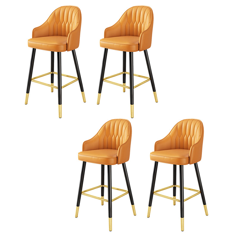 Modern Restaurant Armed Stool Matte Finish Leather Bar Stool