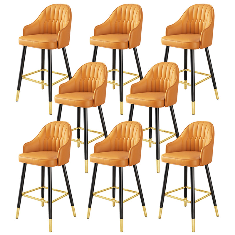 Modern Restaurant Armed Stool Matte Finish Leather Bar Stool