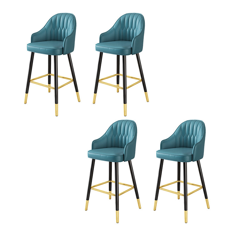 Modern Restaurant Armed Stool Matte Finish Leather Bar Stool