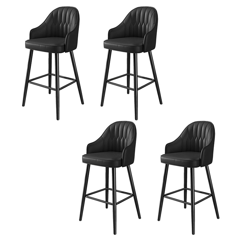 Modern Restaurant Armed Stool Matte Finish Leather Bar Stool