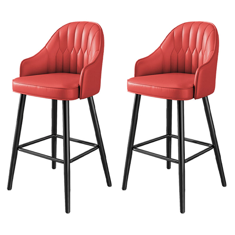 Modern Restaurant Armed Stool Matte Finish Leather Bar Stool