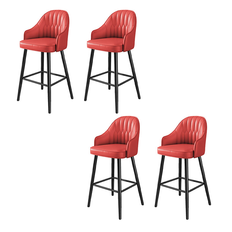 Modern Restaurant Armed Stool Matte Finish Leather Bar Stool