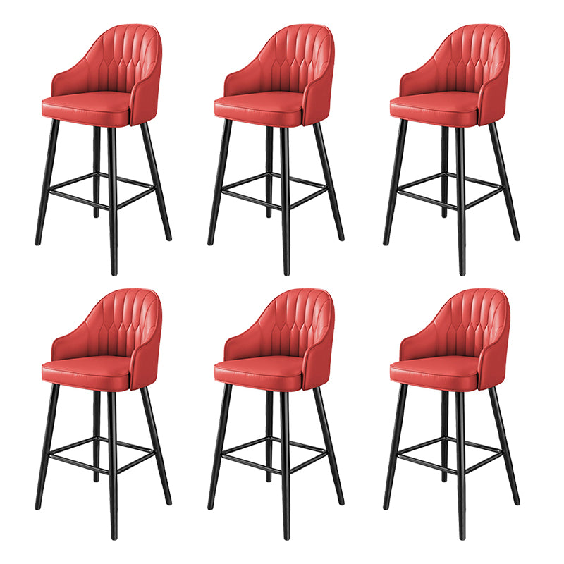 Modern Restaurant Armed Stool Matte Finish Leather Bar Stool