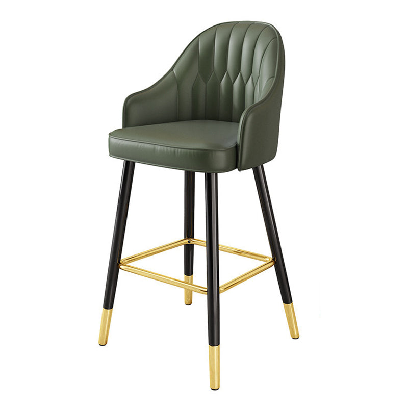 Modern Restaurant Armed Stool Matte Finish Leather Bar Stool
