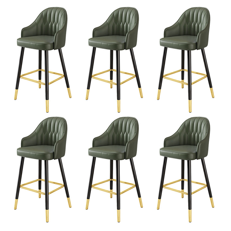 Modern Restaurant Armed Stool Matte Finish Leather Bar Stool
