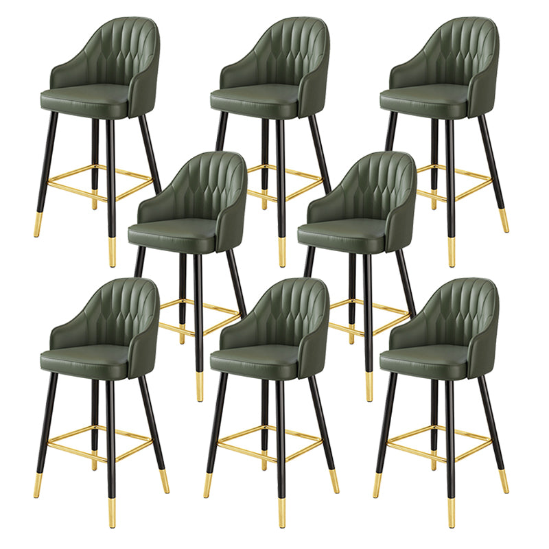 Modern Restaurant Armed Stool Matte Finish Leather Bar Stool