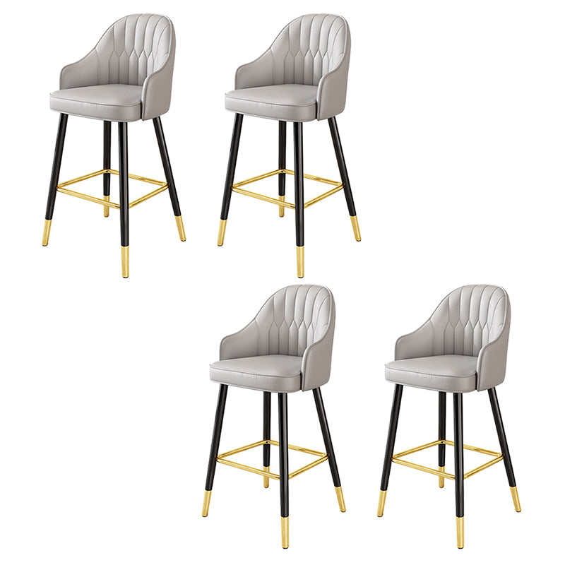 Modern Restaurant Armed Stool Matte Finish Leather Bar Stool