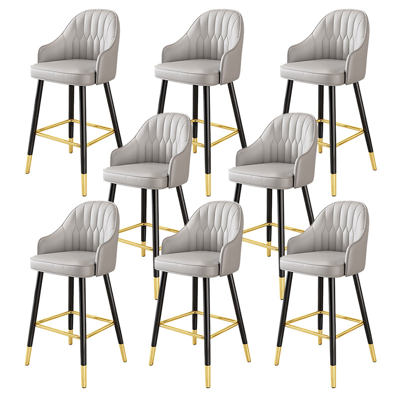 Modern Restaurant Armed Stool Matte Finish Leather Bar Stool