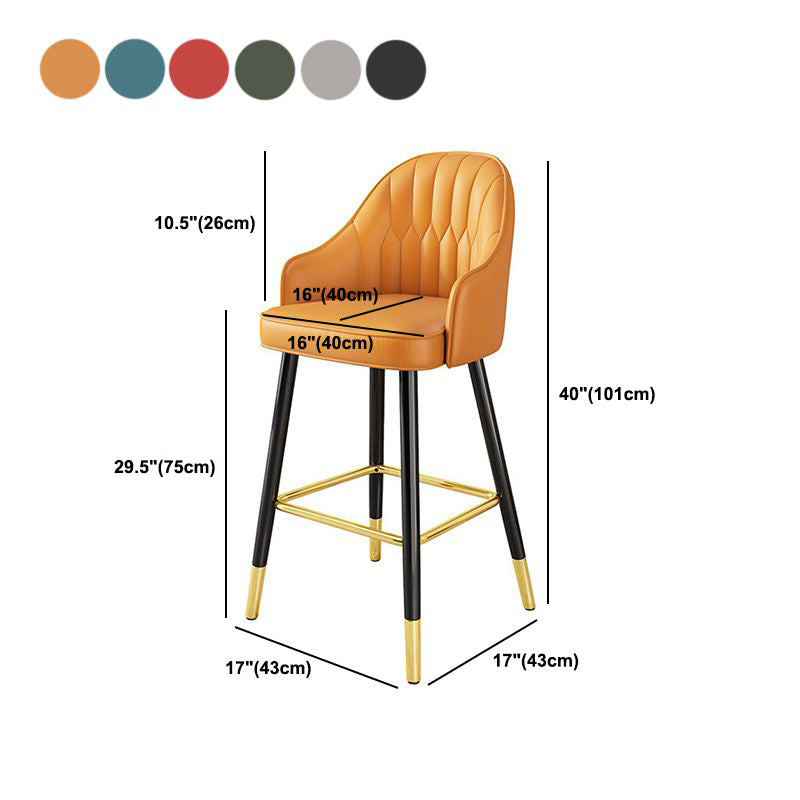 Modern Restaurant Armed Stool Matte Finish Leather Bar Stool