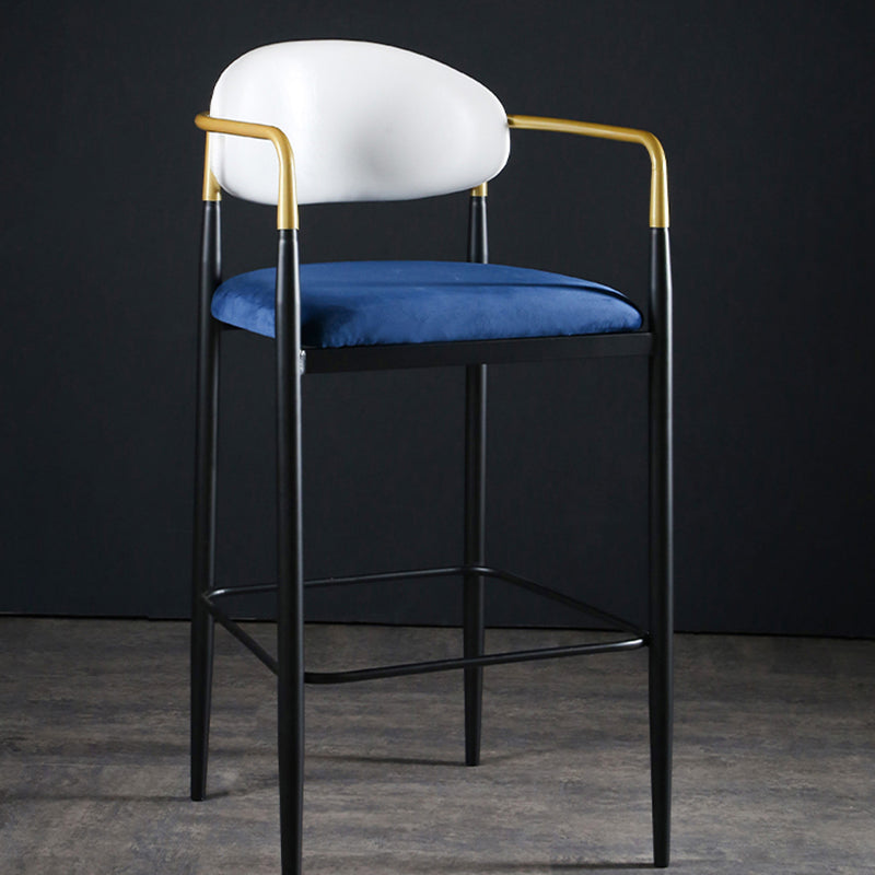 Full Back Upholstered Bar Chair Industrial Arm Rectangle Bar Stool