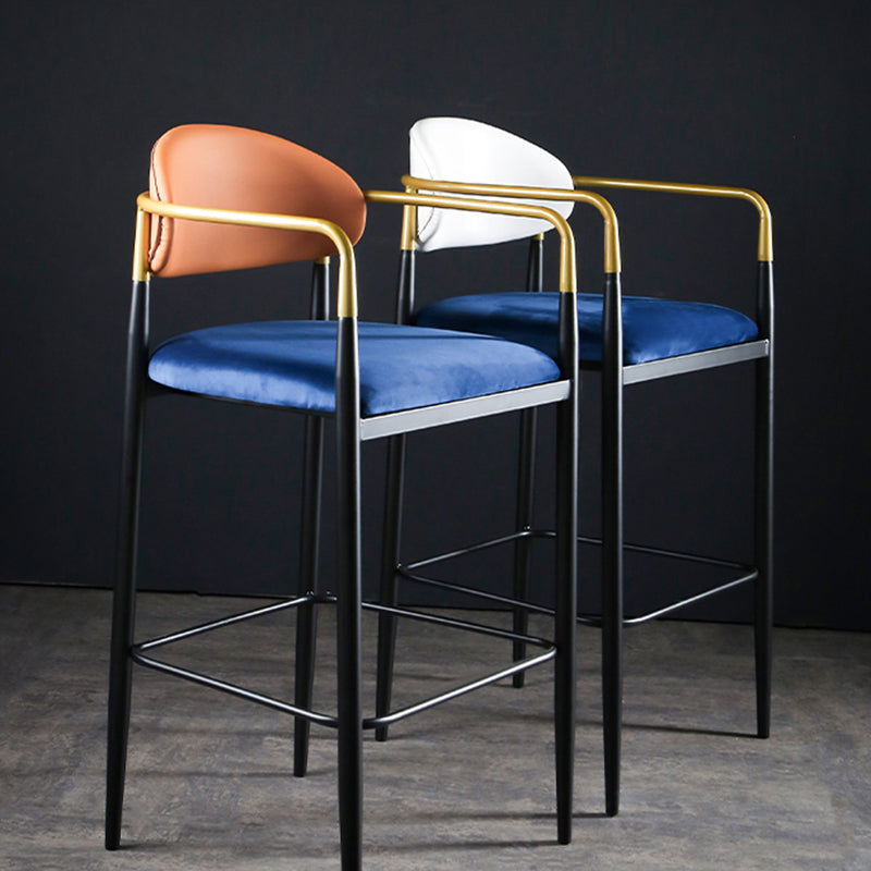 Full Back Upholstered Bar Chair Industrial Arm Rectangle Bar Stool