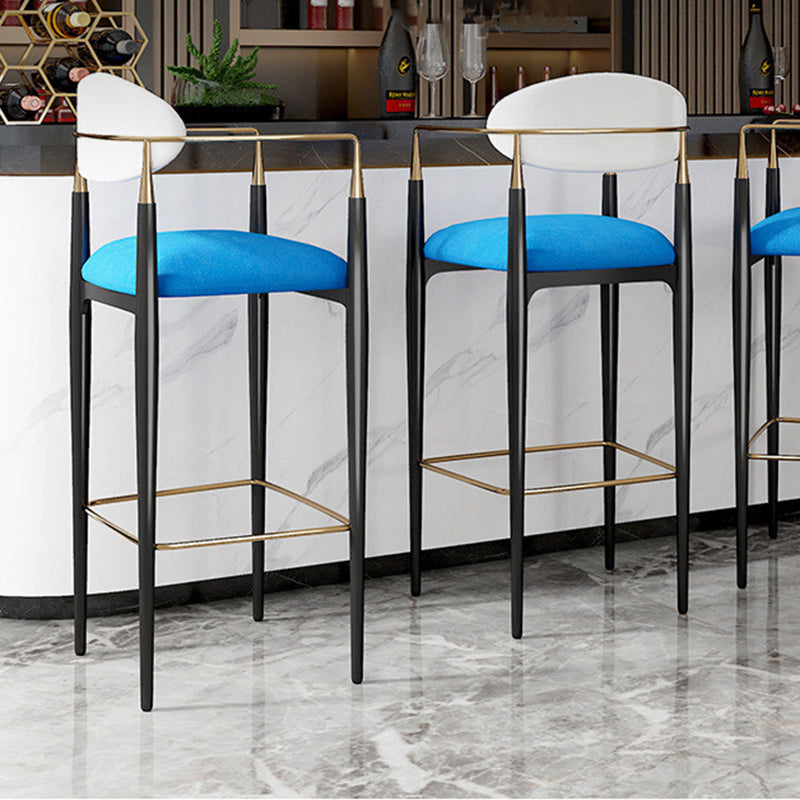 Full Back Upholstered Bar Chair Industrial Arm Rectangle Bar Stool