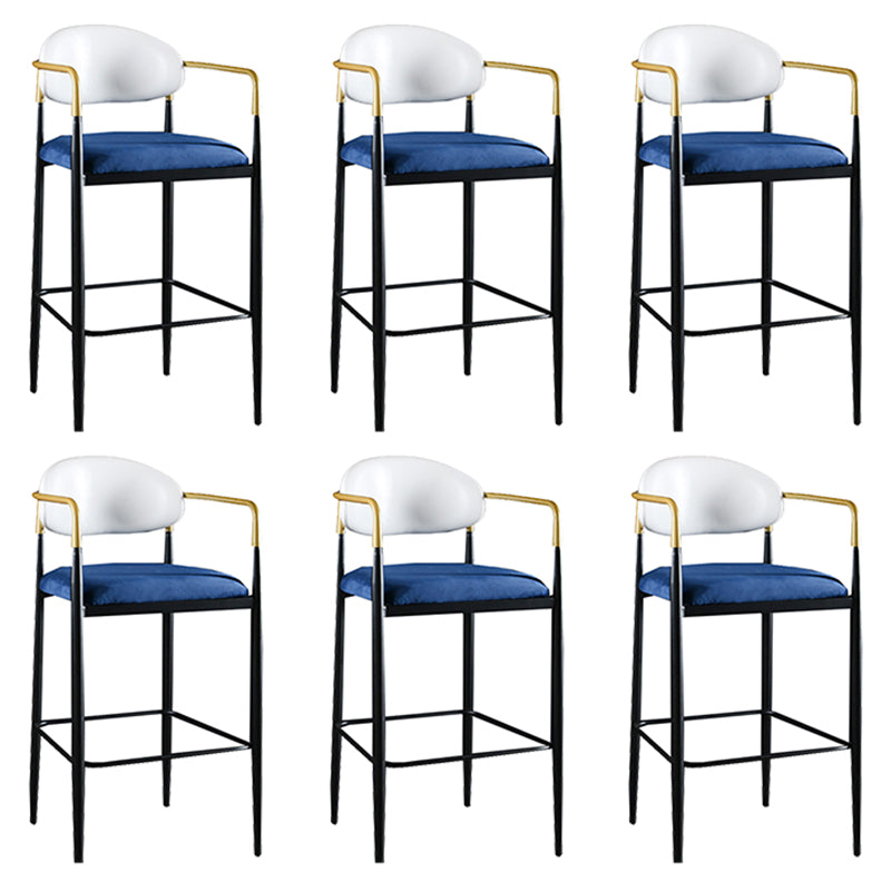 Full Back Upholstered Bar Chair Industrial Arm Rectangle Bar Stool