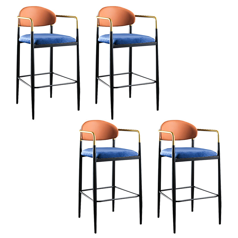 Full Back Upholstered Bar Chair Industrial Arm Rectangle Bar Stool