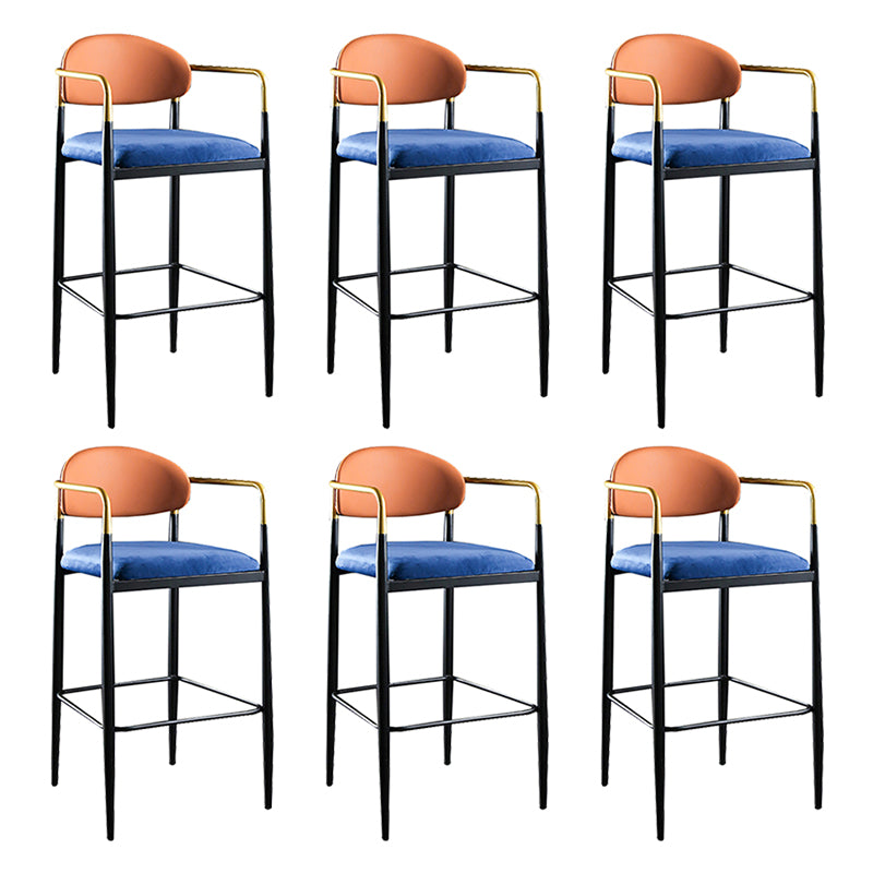 Full Back Upholstered Bar Chair Industrial Arm Rectangle Bar Stool