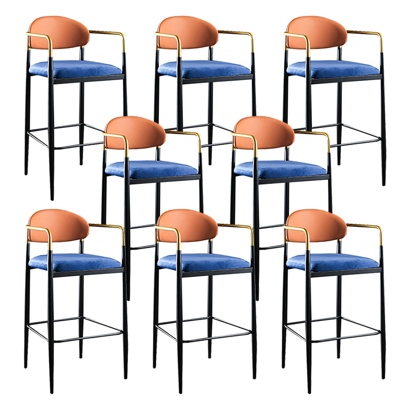 Full Back Upholstered Bar Chair Industrial Arm Rectangle Bar Stool