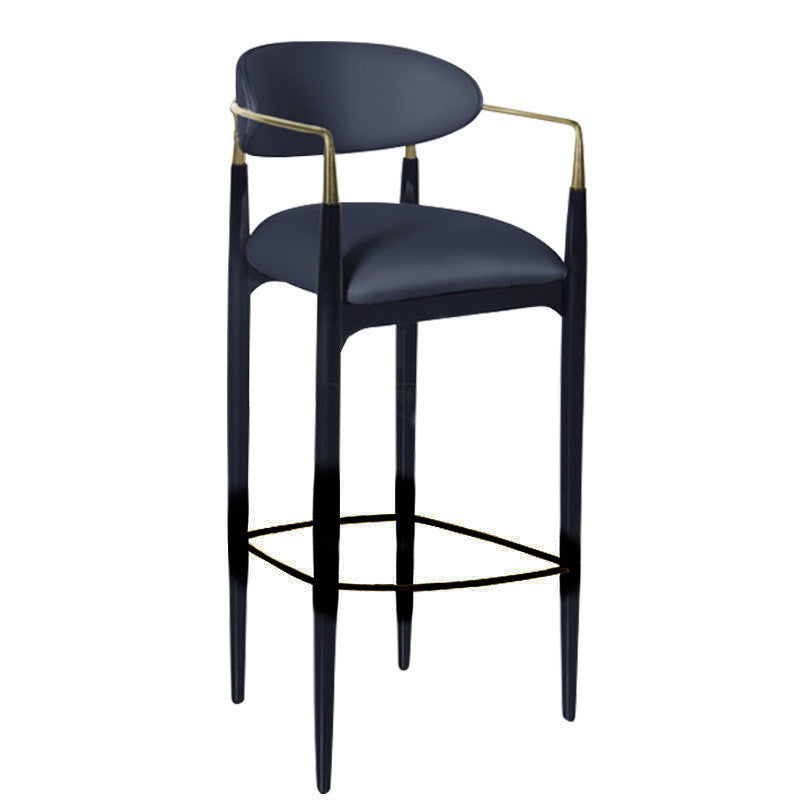 Full Back Upholstered Bar Chair Industrial Arm Rectangle Bar Stool