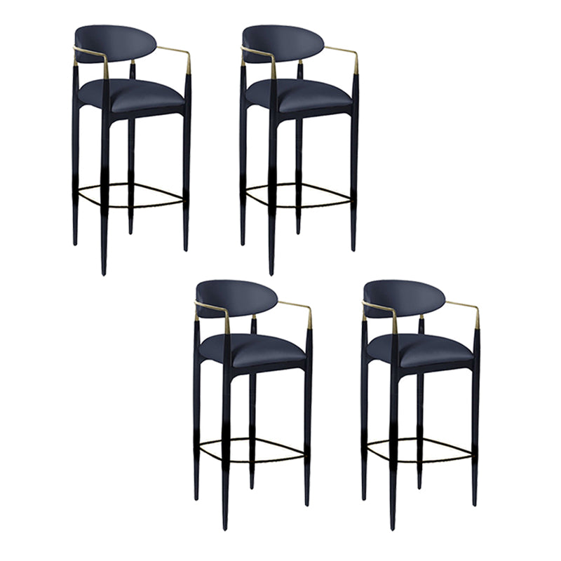 Full Back Upholstered Bar Chair Industrial Arm Rectangle Bar Stool