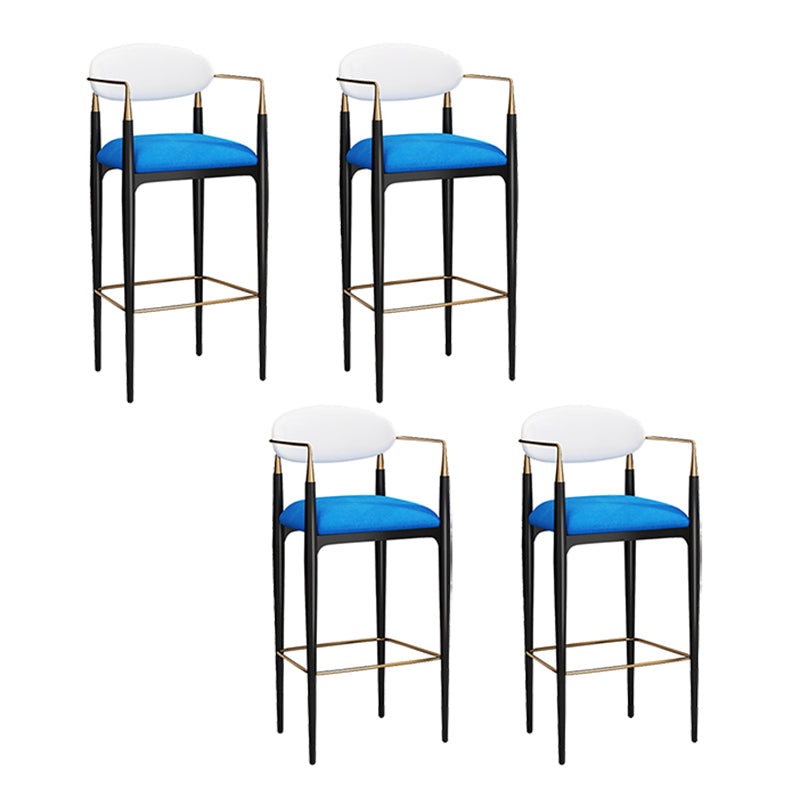 Full Back Upholstered Bar Chair Industrial Arm Rectangle Bar Stool