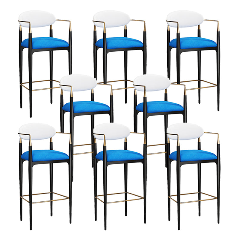 Full Back Upholstered Bar Chair Industrial Arm Rectangle Bar Stool