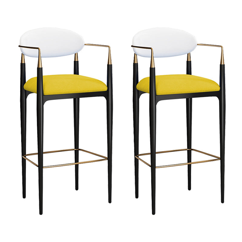 Full Back Upholstered Bar Chair Industrial Arm Rectangle Bar Stool